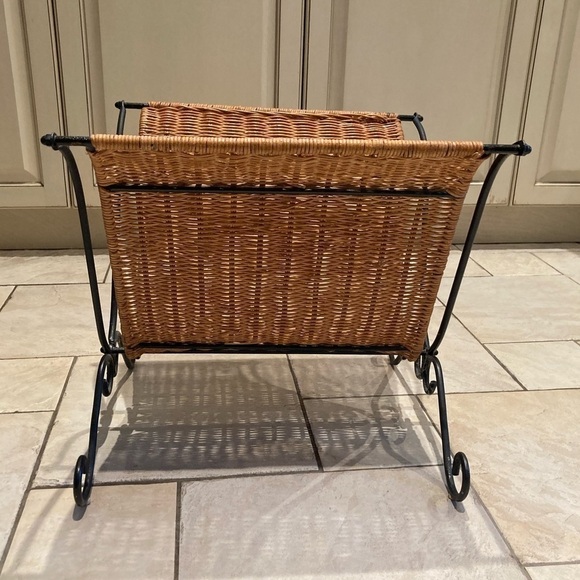 Metal and Rattan Magazine Rack - Picture 3 of 5